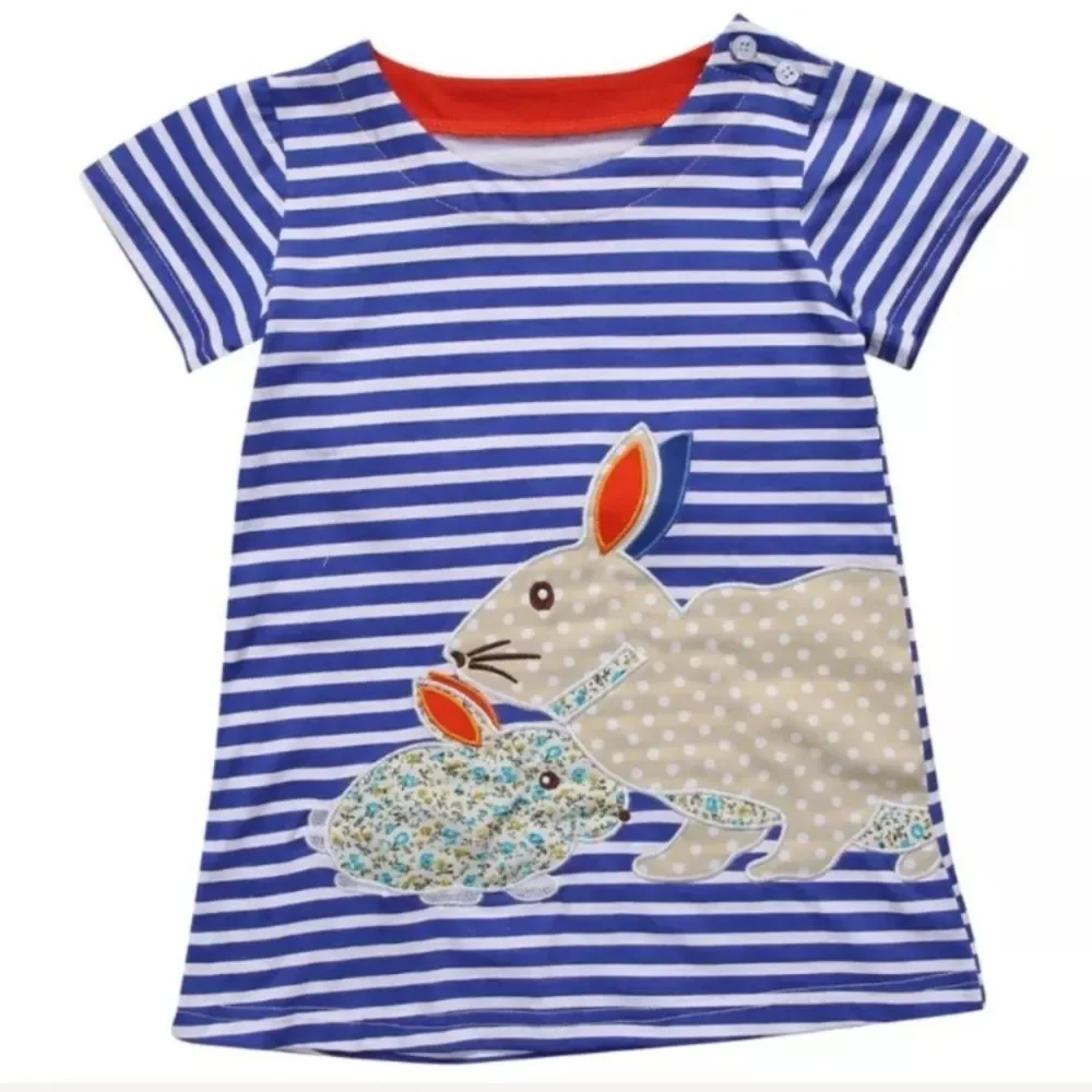 Embroidered Bunny Rabbit Dress Easter Spring